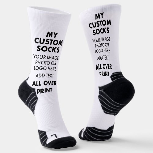 Custom WHITE All Over Print Mens Sports Socks