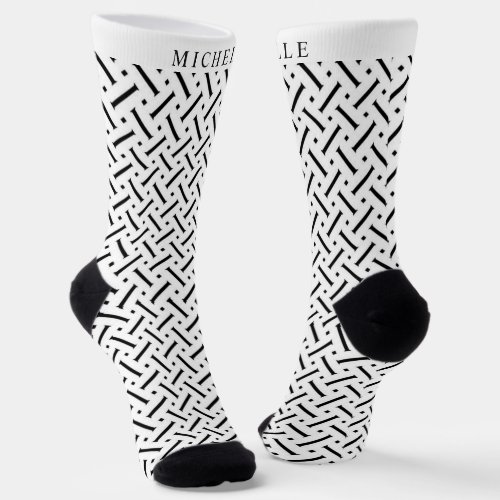 Custom White And Black Geometric Pattern  Socks