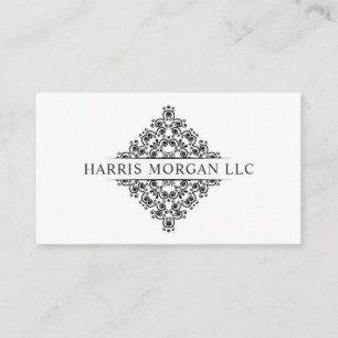 Custom  White And Black Monogram Professional Business Card