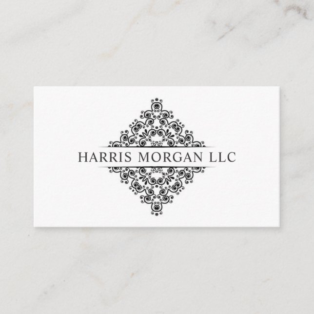 Custom  White And Black Monogram Professional Business Card (Front)