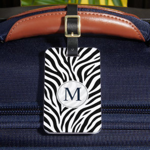 Custom White and Black Zebra Stripe Animal Pattern Luggage Tag