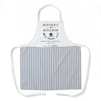 Custom, White and Blue Stripes, Farmhouse Kitchen Apron Custom, White and Blue Stripes, Farmhouse Kitchen Apron