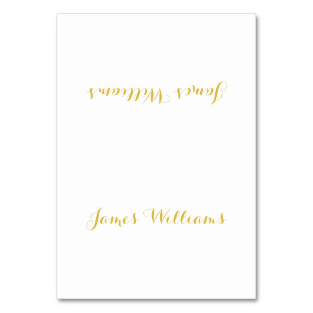 Custom White And Gold Place Setting Cards (Front)