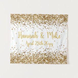 Custom White and Gold Wedding Backdrop Photo Booth
