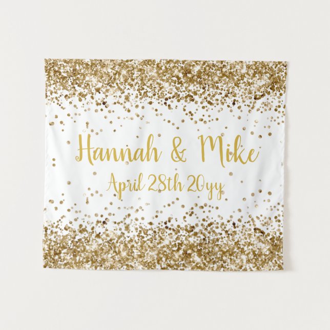 Custom White and Gold Wedding Backdrop Photo Booth (Front (Horizontal))