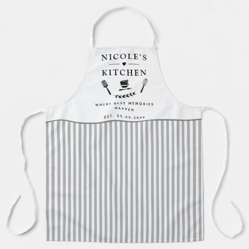 Custom, White and Gray Stripes, Farmhouse Kitchen Apron Custom White and Gray Stripes Farmhouse Kitchen Apron