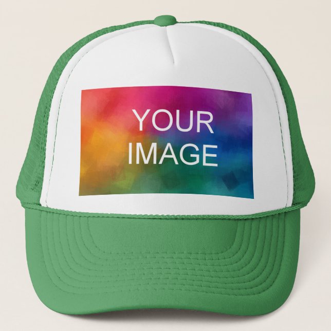 Custom White And Green Elegant Modern Template Trucker Hat (Front)