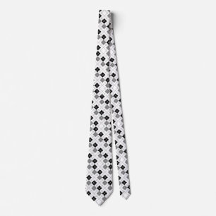Custom White Black and Gray Argyle Tie