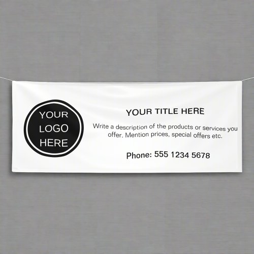 Custom White  Black Business Logo Advertising  Banner