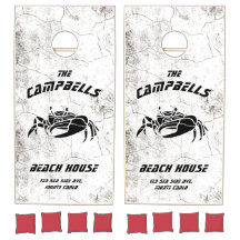 Custom White & Black Coastal Crab Cornhole Set