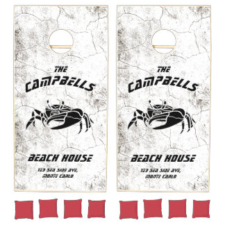 Custom White & Black Coastal Crab Cornhole Set