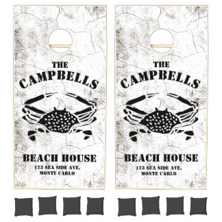 Custom White & Black Coastal Crab Cornhole Set