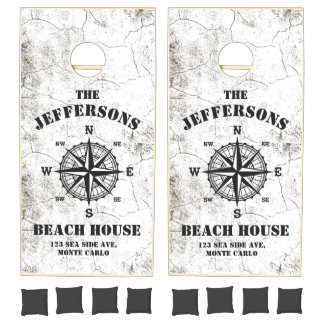 Custom White & Black Cottage Cornhole Set