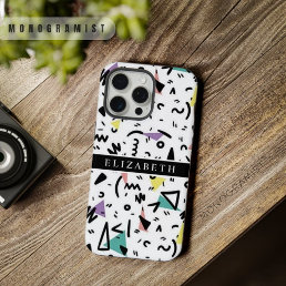 Custom White Black Green Pink Yellow Abstract iPhone 15 Pro Max Case