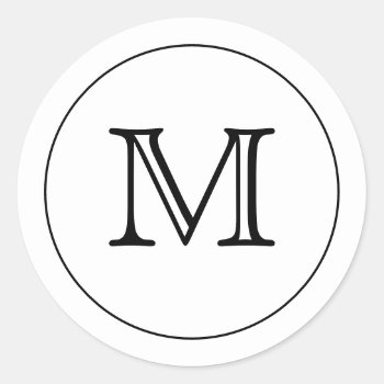 Custom White Black Monogram Letter Seals by MonogrammedShop at Zazzle