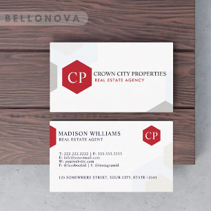 Custom White Black Red Real Estate Agent Business Card