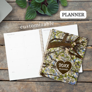Custom White Blossom Branches Tree Crown Photo - Planner