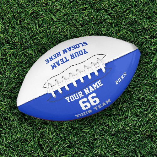 Custom white blue Football with Name Number Team