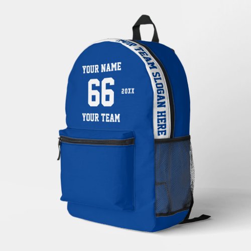 Custom white blue Name Number Team Sport Printed Backpack