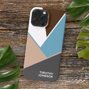 Custom White Brown Blue Gray Beige Block Art iPhone 13 Pro Max Case