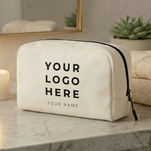 Custom White Business Logo Name Instagram Travel Dopp Kit