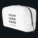 Custom White Business Logo Name Instagram Travel Dopp Kit<br><div class="desc">Custom Business Logo minimal white Name Company Promotional Instagram Travel Dopp kit featuring a simple and modern template with your business logo, photo or image and any personalized text. Add company name, social media, website, contact or any marketing info. The modern dopp kit is fully customizable with any color, pattern...</div>