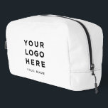 Custom White Business Logo Name Instagram Travel Dopp Kit<br><div class="desc">Custom Business Logo minimal white Name Company Promotional Instagram Travel Dopp kit featuring a simple and modern template with your business logo, photo or image and any personalized text. Add company name, social media, website, contact or any marketing info. The modern dopp kit is fully customizable with any color, pattern...</div>