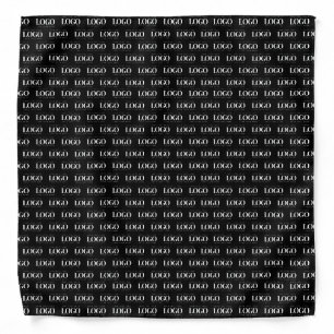 Custom White Business Logo on Black Pattern Bandana