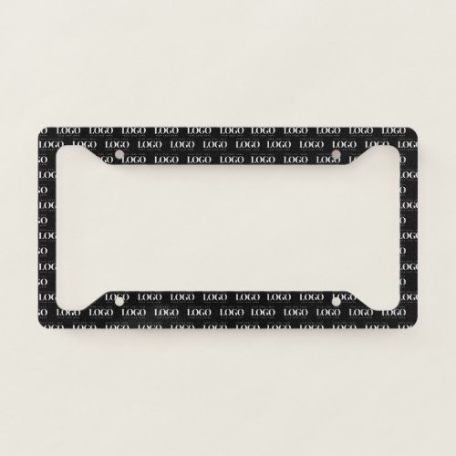 Custom White Business Logo on Black Pattern  License Plate Frame
