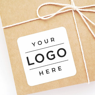 Custom White Business Logo Promo Square Sticker
