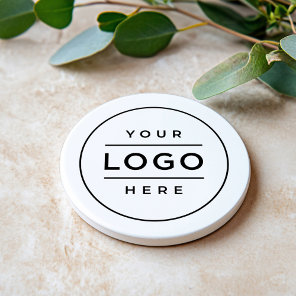 Custom White Business Logo Sandstone Coaster