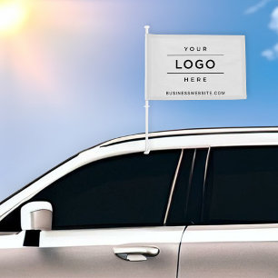 Custom White Business Logo Website Promo Car Flag