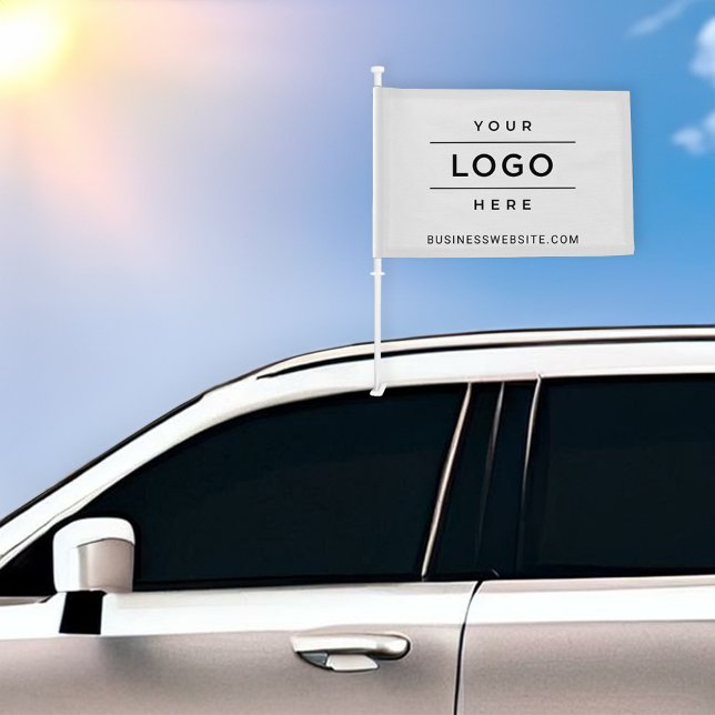 Custom White Business Logo Website Promo Car Flag (Creator Uploaded)