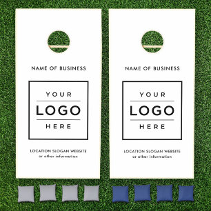 Custom White Business Name and Logo Cornhole Set