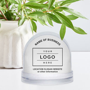 Custom White Business Name and Logo Snow Globe