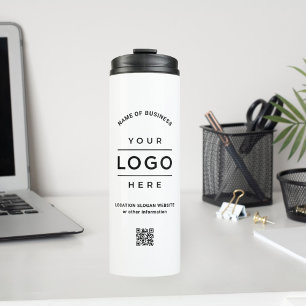 Custom White Business Name Logo QR Code Thermal Tumbler