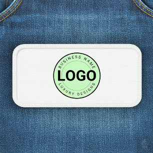 Custom White Business Rectangle Logo  Patch