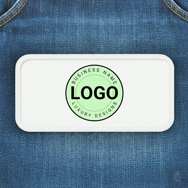 Custom White Business Rectangle Logo  Patch (White embroidered rectangle, Clean business logo, Professional uniform patch, Custom brand identity)