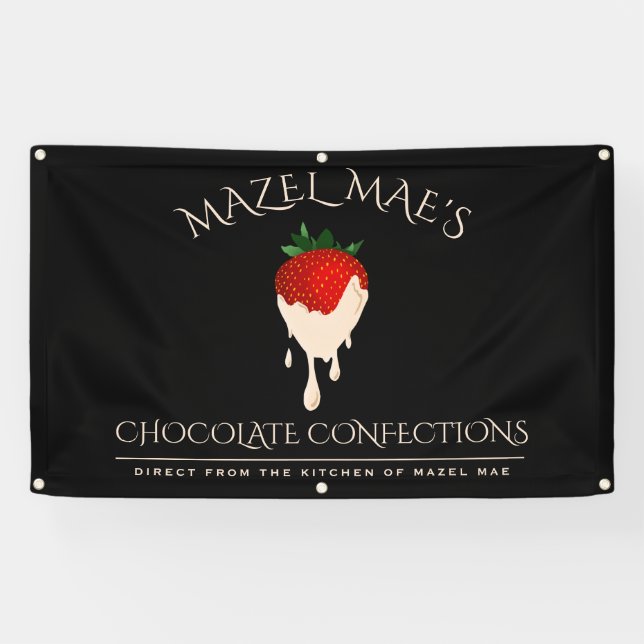 Custom White Chocolate Covered Strawberry Banner (Horizontal)