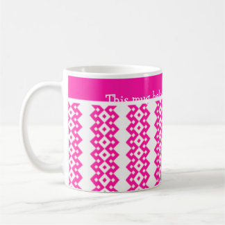 Custom White Coffee Mug, Candy Pink Geometric Mug