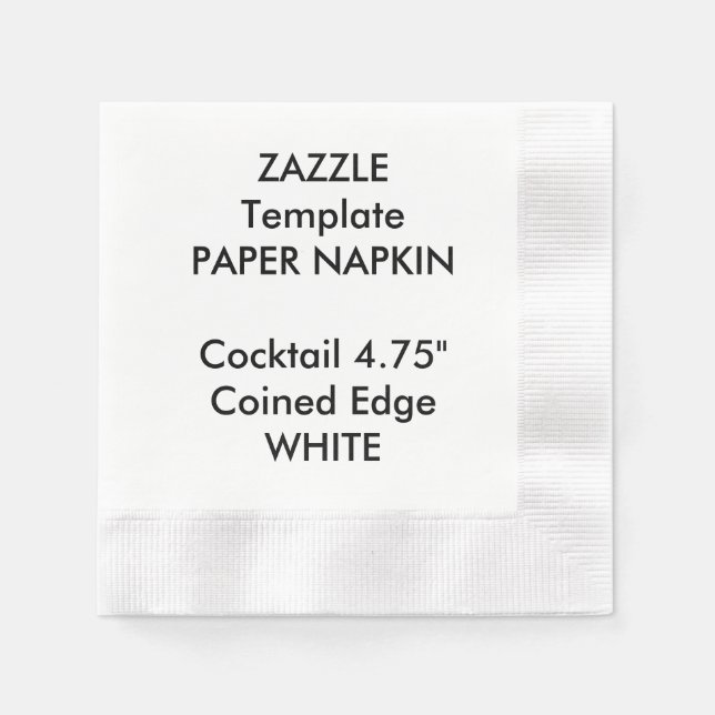 Custom WHITE Coined Cocktail Paper Napkin Template (Front)