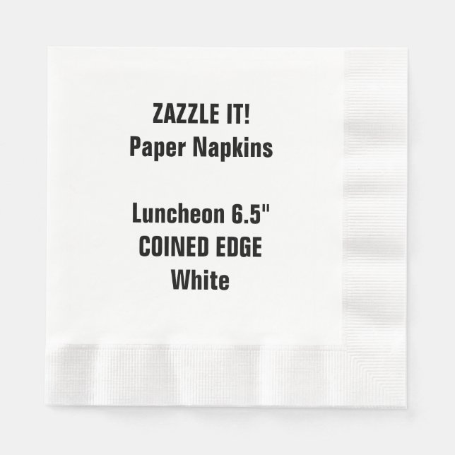 Custom WHITE Coined Luncheon Paper Napkin Blank (Front)