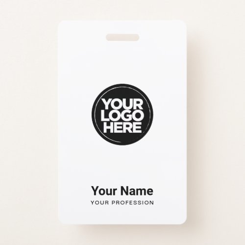 Custom White Company Logo Name Title Bar Code Badge