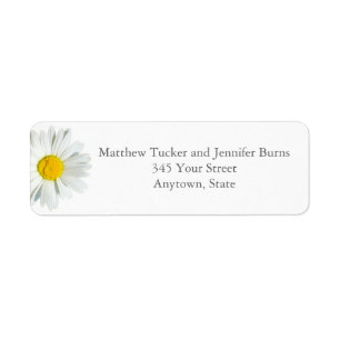 Custom White Daisy Envelope Return Address Labels