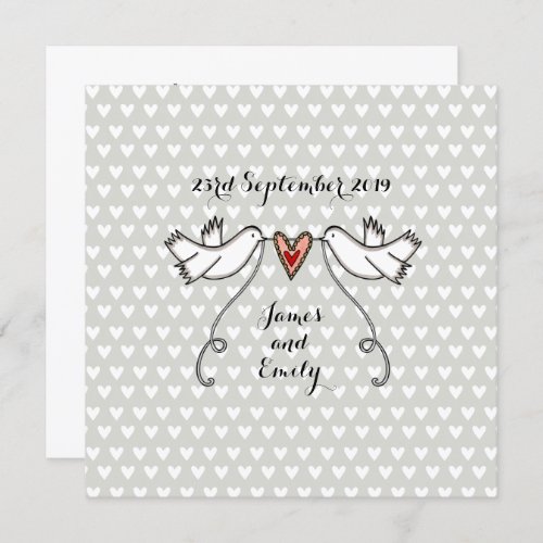 Custom White Doves Love Heart Wedding Invitation