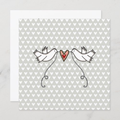 Custom White Doves Love Heart Wedding Invitation