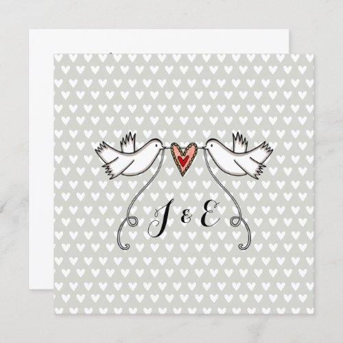Custom White Doves Love Heart Wedding Invitation