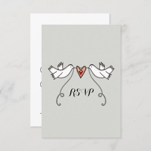Custom White Doves Love Heart Wedding RSVP Invitation