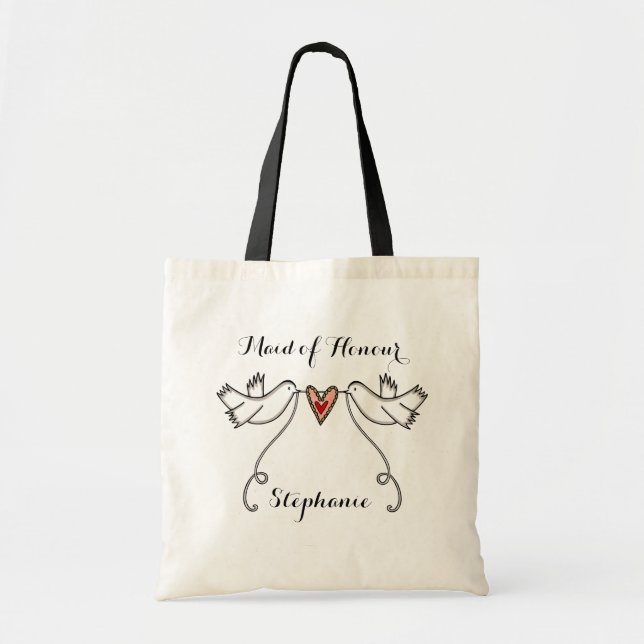 Custom White Doves Wedding Bridal Shower Hen Do  Tote Bag (Front)
