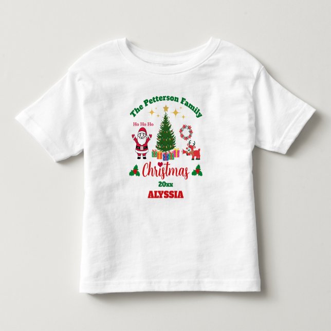 Custom White Family Christmas Santa Claus Reindeer Toddler T-shirt (Front)
